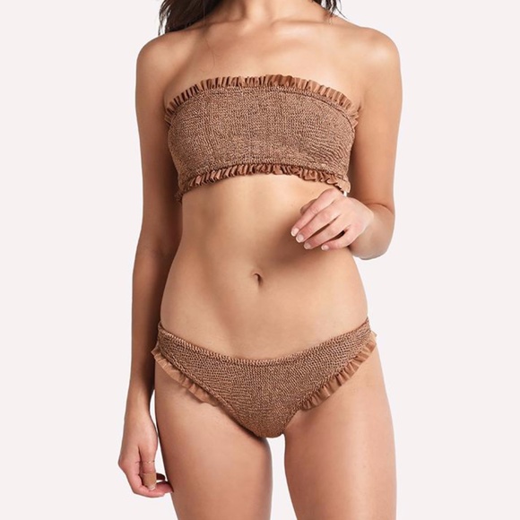 Hunza G Other - NWT Hunza G 2-Piece Ines Metallic Cocoa Bikini Set
